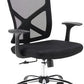 Black office chair with mesh backrest on a white background