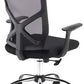 Black office chair with mesh backrest on a white background
