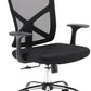 Black office chair with mesh backrest on a white background