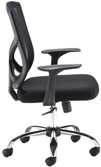 Black office chair with adjustable armrests on a white background