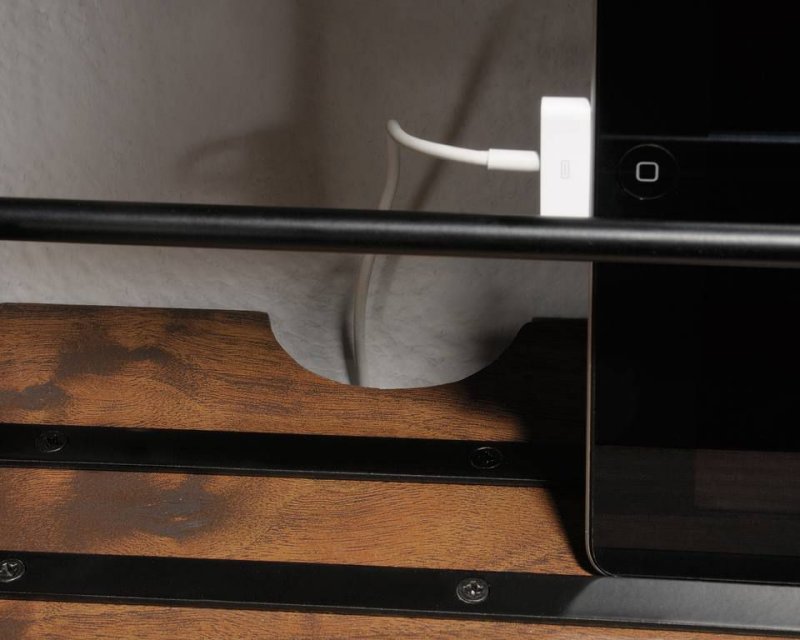 Hampstead Park Wall Desk cable cut away close up. 