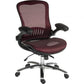 Burgundy mesh office chair with black accents on a white background.