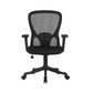 Black office chair with mesh back on a white background