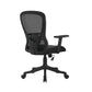 Black office chair with mesh backrest on a white background