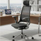 Ergonomic office chair with headrest in a modern office setting