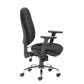 Black office chair with adjustable armrests on a white background