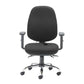 Black office chair with armrests on a white background