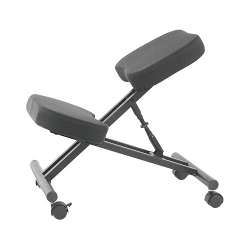 Knee support chair with gray cushioned design on a white background