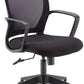 Black office chair with mesh back on a white background