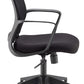 Black office chair with adjustable armrests on a white background