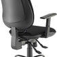 Black office chair with adjustable arms on a white background
