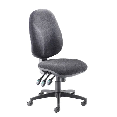 Gray office chair with a black base on a white background
