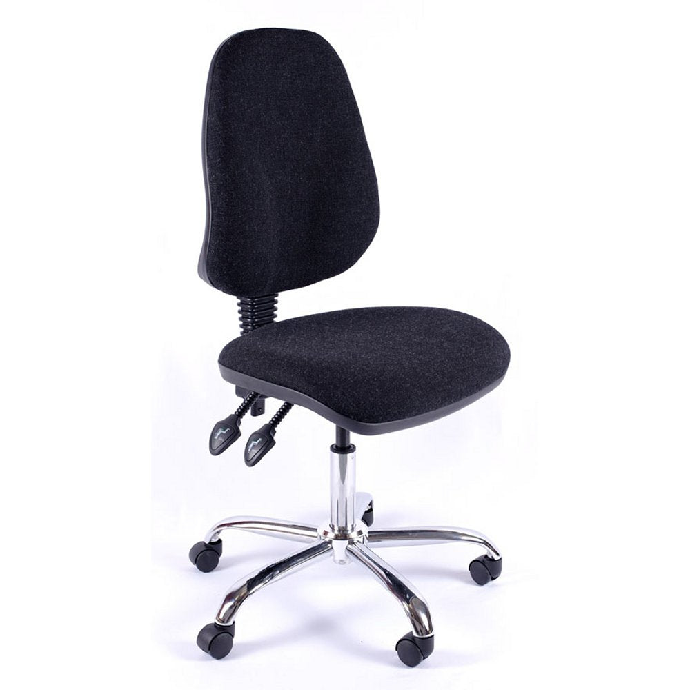 Juno Chrome High Back Fabric Office Chair | Chilli Seating