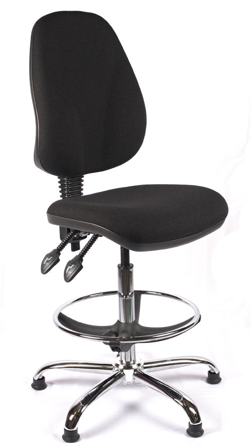 Juno Chrome High Back Fabric Draughtsman Chair | Chilli Seating