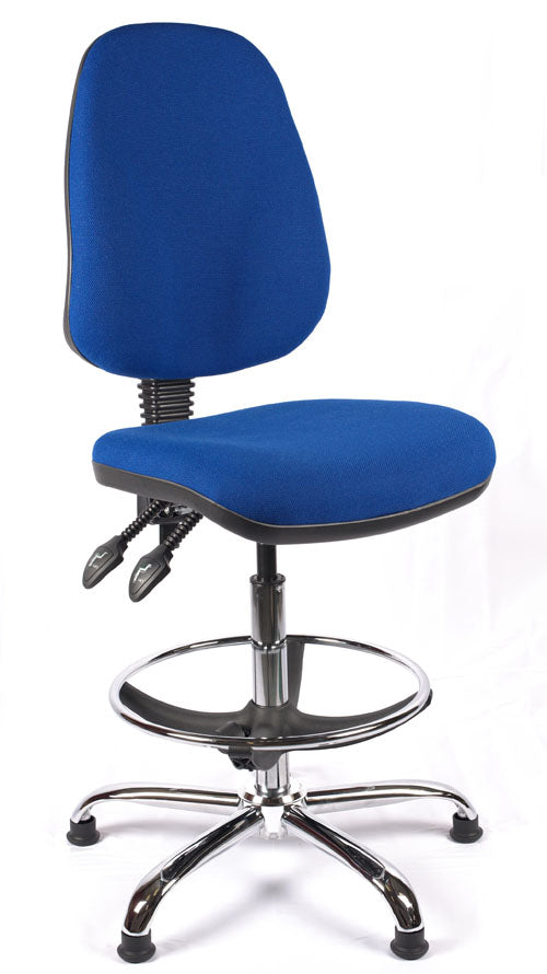 Juno Chrome High Back Fabric Draughtsman Chair | Chilli Seating