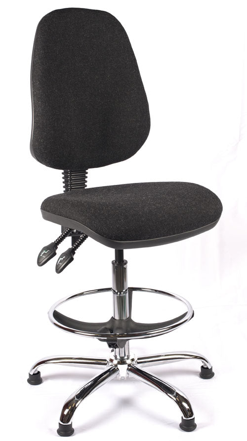 Juno Chrome High Back Fabric Draughtsman Chair | Chilli Seating
