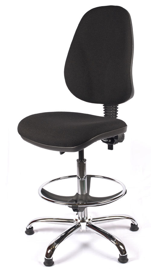 Juno Chrome High Back Fabric Draughtsman Chair | Chilli Seating