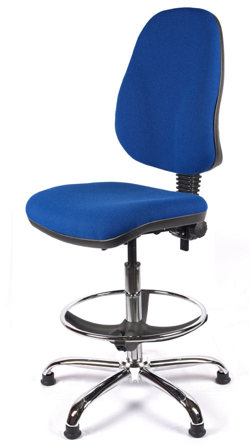 Juno Chrome High Back Fabric Draughtsman Chair | Chilli Seating