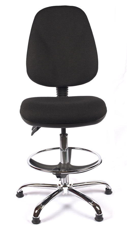 Juno Chrome High Back Fabric Draughtsman Chair | Chilli Seating
