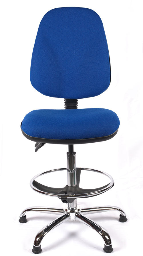 Juno Chrome High Back Fabric Draughtsman Chair | Chilli Seating