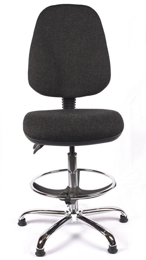 Juno Chrome High Back Fabric Draughtsman Chair | Chilli Seating