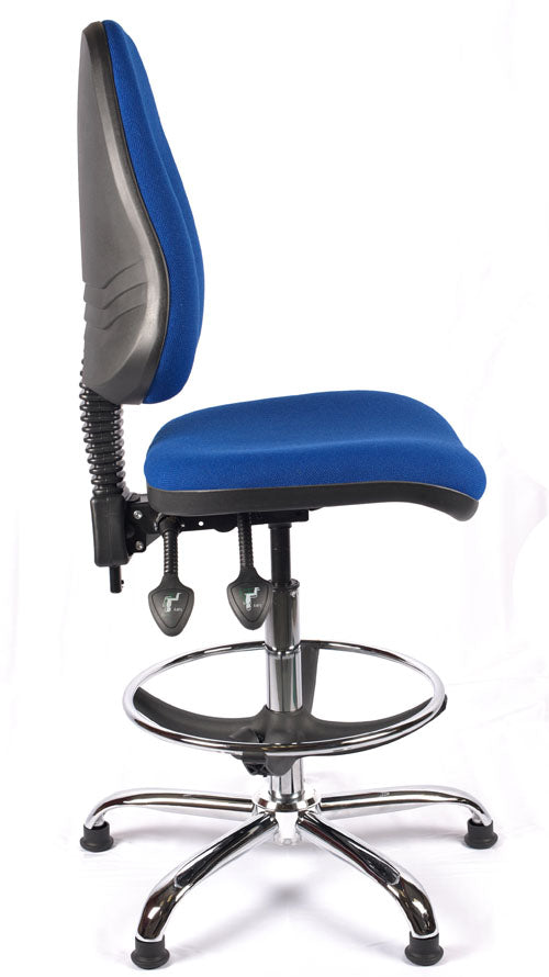 Juno Chrome High Back Fabric Draughtsman Chair | Chilli Seating