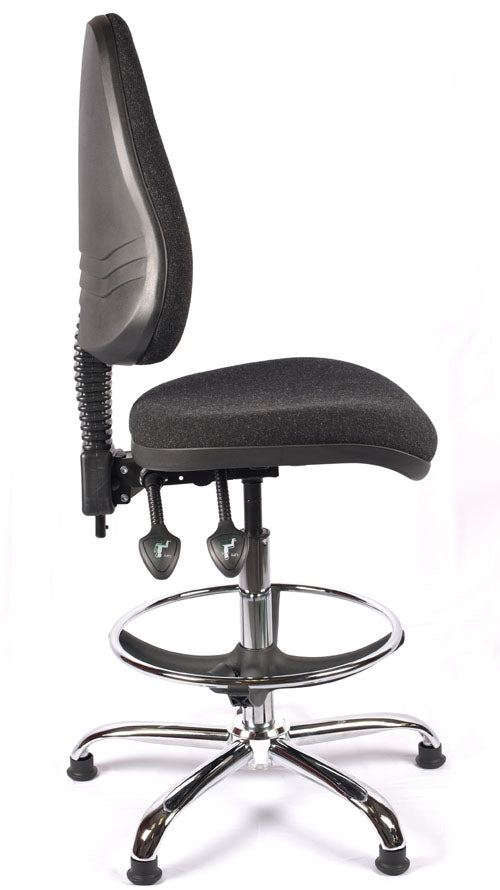 Juno Chrome High Back Fabric Draughtsman Chair | Chilli Seating