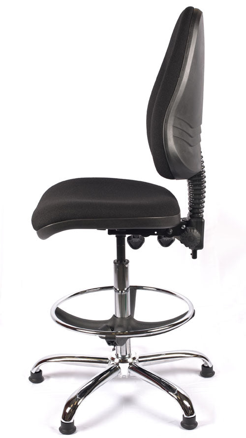 Juno Chrome High Back Fabric Draughtsman Chair | Chilli Seating