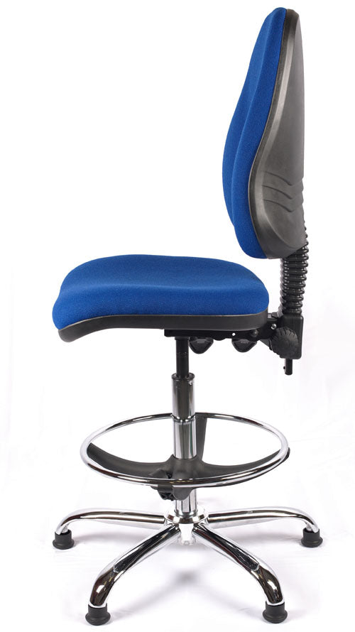Juno Chrome High Back Fabric Draughtsman Chair | Chilli Seating