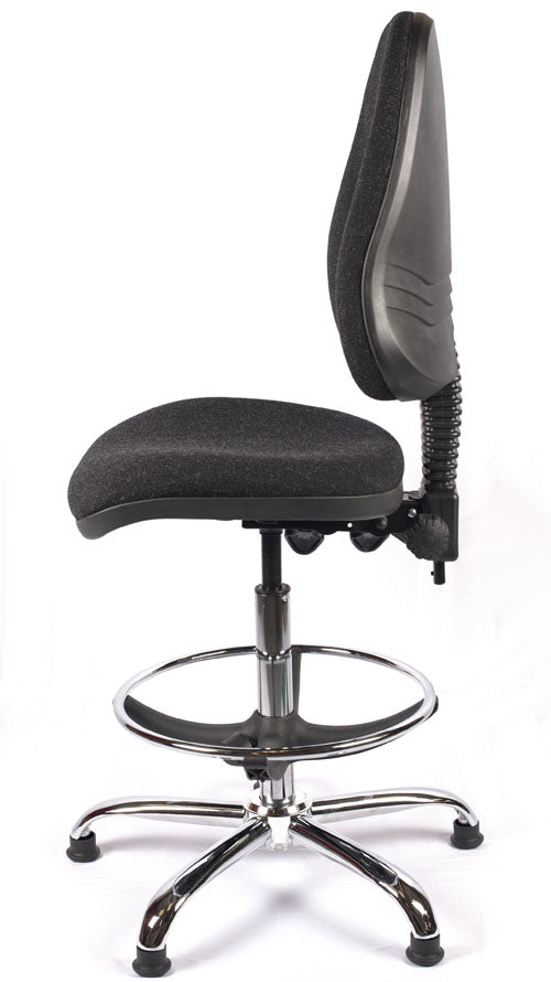 Juno Chrome High Back Fabric Draughtsman Chair | Chilli Seating