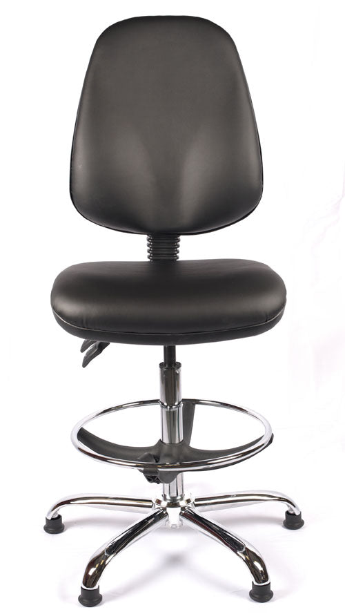 Chrome High Back Vinyl Draughtsman Chair | Chilli Seating