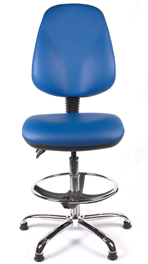Chrome High Back Vinyl Draughtsman Chair | Chilli Seating