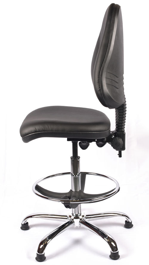 Chrome High Back Vinyl Draughtsman Chair | Chilli Seating