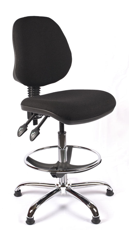 Chrome Medium Back Fabric Draughtsman Chair | Chilli Seating