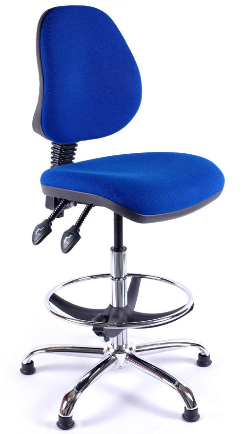 Chrome Medium Back Fabric Draughtsman Chair | Chilli Seating