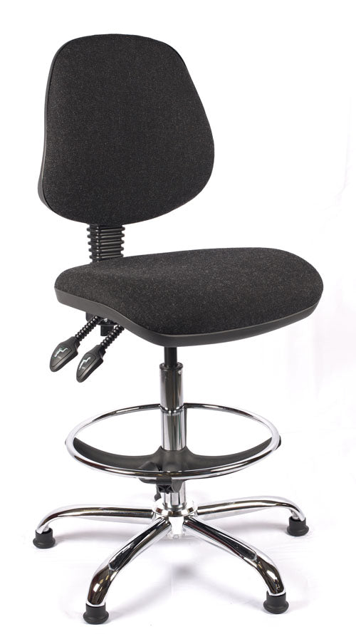 Chrome Medium Back Fabric Draughtsman Chair | Chilli Seating