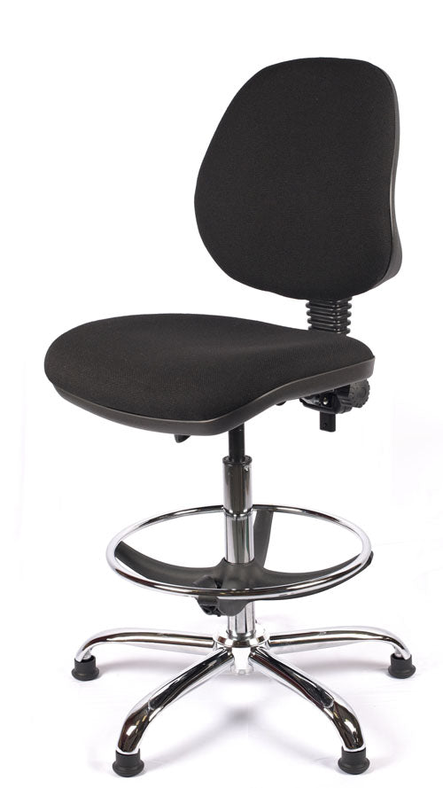 Chrome Medium Back Fabric Draughtsman Chair | Chilli Seating