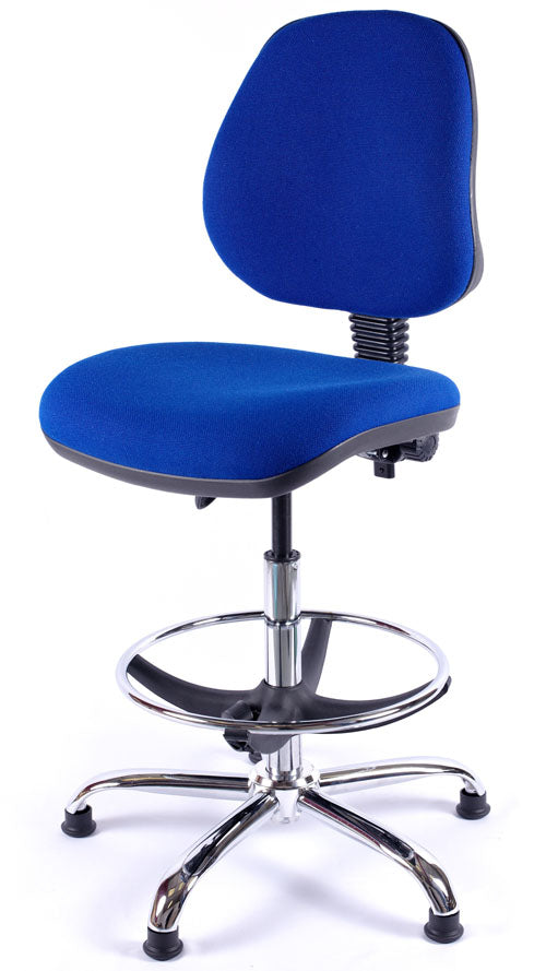Chrome Medium Back Fabric Draughtsman Chair | Chilli Seating