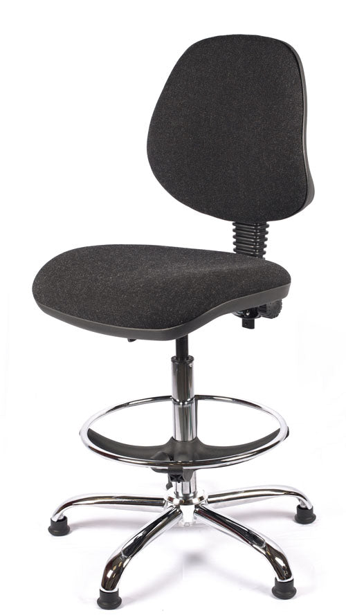 Chrome Medium Back Fabric Draughtsman Chair | Chilli Seating