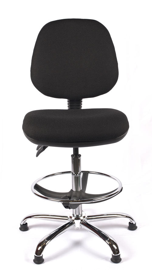 Chrome Medium Back Fabric Draughtsman Chair | Chilli Seating