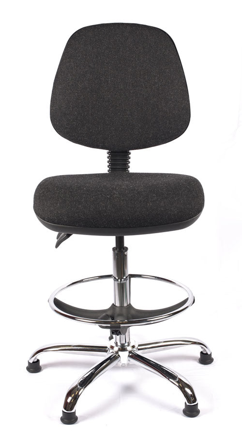 Chrome Medium Back Fabric Draughtsman Chair | Chilli Seating