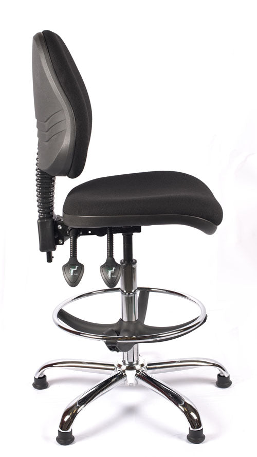 Chrome Medium Back Fabric Draughtsman Chair | Chilli Seating