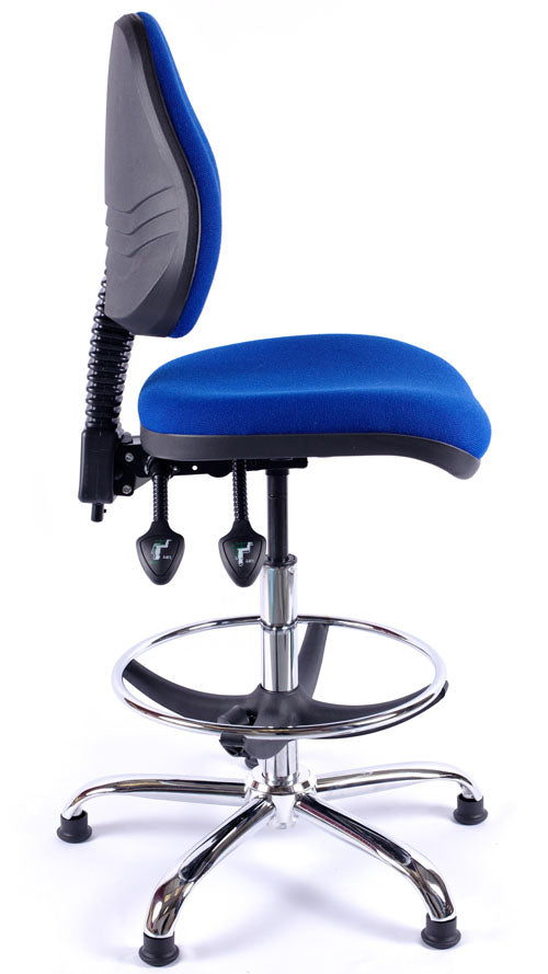 Chrome Medium Back Fabric Draughtsman Chair | Chilli Seating