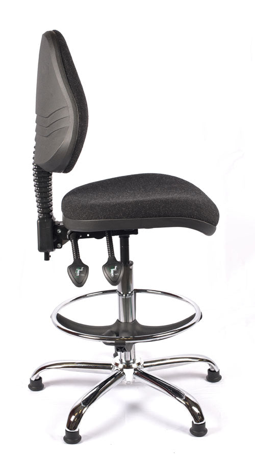 Chrome Medium Back Fabric Draughtsman Chair | Chilli Seating