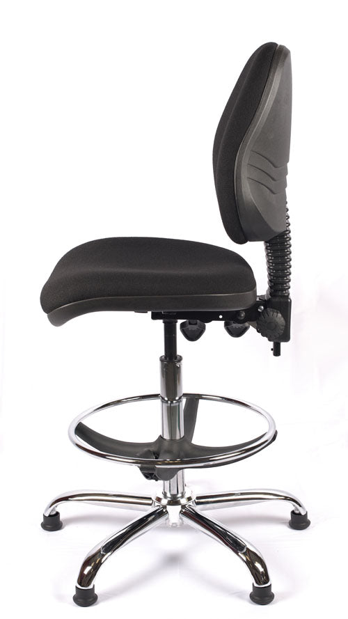 Chrome Medium Back Fabric Draughtsman Chair | Chilli Seating