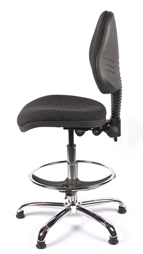 Chrome Medium Back Fabric Draughtsman Chair | Chilli Seating