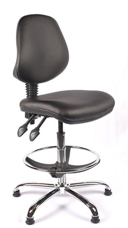 Chrome Medium Back Vinyl Draughtsman Chair | Chilli Seating
