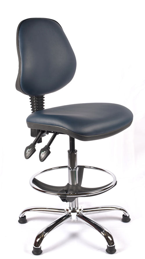 Chrome Medium Back Vinyl Draughtsman Chair | Chilli Seating