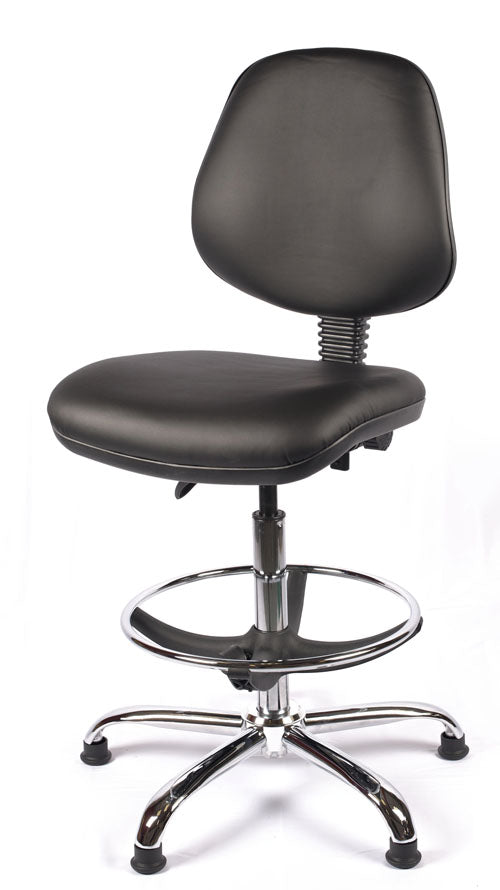 Chrome Medium Back Vinyl Draughtsman Chair | Chilli Seating