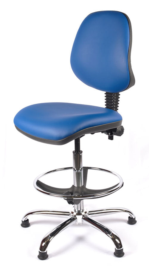 Chrome Medium Back Vinyl Draughtsman Chair | Chilli Seating